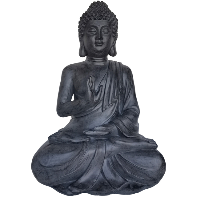 Garden Gear Stone Effect Large Sitting Buddha Garden Ornament - Size: 54 x 42 x 78cm - Grey - Wilko - image 1