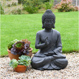 Garden Gear Stone Effect Large Sitting Buddha Garden Ornament - Size: 54 x 42 x 78cm - Grey - Wilko - thumbnail 4