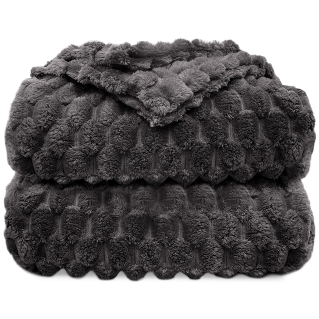 Velosso Charcoal Chunky Popcorn Throw 150 x 200cm - Size: 200 x 150 x 1cm - Wilko - image 1