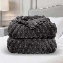 Velosso Charcoal Chunky Popcorn Throw 150 x 200cm - Size: 200 x 150 x 1cm - Wilko - thumbnail 4