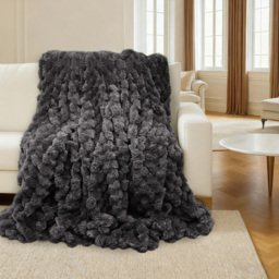 Velosso Charcoal Chunky Popcorn Throw 150 x 200cm - Size: 200 x 150 x 1cm - Wilko - thumbnail 3