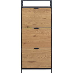 Florence Seaford 3 Drawer Single Shelf Black and Oak Shoe Cabinet - Furniture To Go - Wilko - thumbnail 4