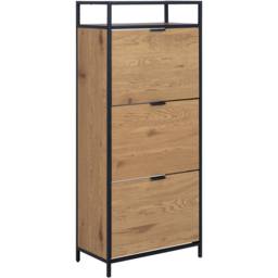 Florence Seaford 3 Drawer Single Shelf Black and Oak Shoe Cabinet - Furniture To Go - Wilko - thumbnail 3