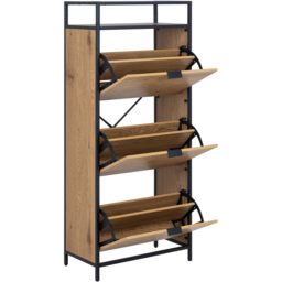 Florence Seaford 3 Drawer Single Shelf Black and Oak Shoe Cabinet - Furniture To Go - Wilko - thumbnail 6