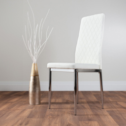 Furniturebox Copeland Valera Marble Effect 4 Seater Dining Set White and Chrome - Wilko - thumbnail 4