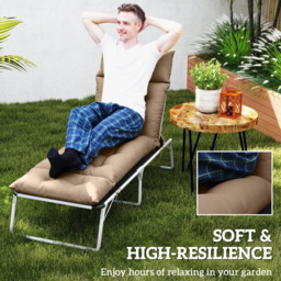 Outsunny Khaki Sun Lounger Cushion 190 x 56cm - Cream - Wilko - thumbnail 6