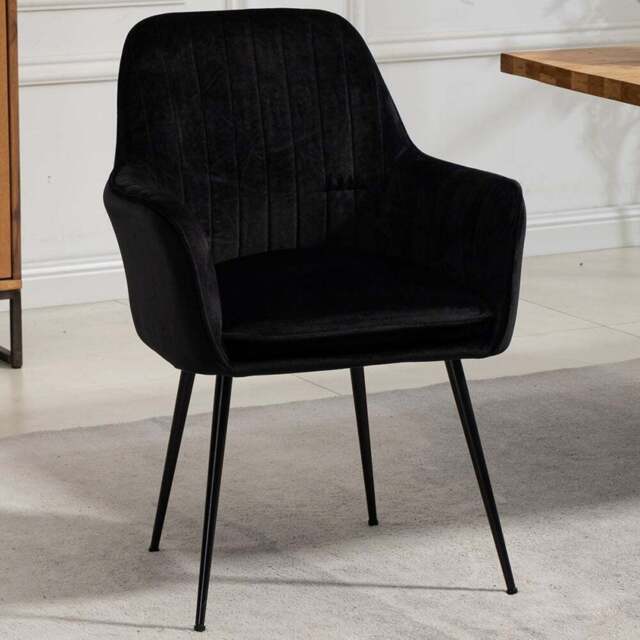 Artemis Home Carrara Set of 2 Black Velvet Dining Chair - Wilko - image 1