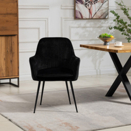 Artemis Home Carrara Set of 2 Black Velvet Dining Chair - Wilko - thumbnail 3