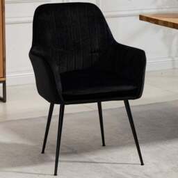 Artemis Home Carrara Set of 2 Black Velvet Dining Chair - Wilko - thumbnail 1
