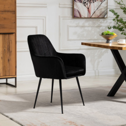 Artemis Home Carrara Set of 2 Black Velvet Dining Chair - Wilko - thumbnail 4