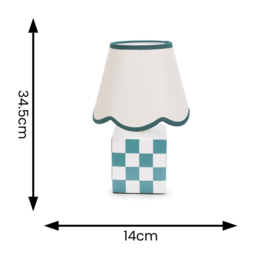 ValueLights Evie Set of 2 Sage Green Trim Linen Scallop Shade Cube Checkered Ceramic LED Table Lamp - Size: 34.5 x 14 x 14cm - Wilko - thumbnail 5