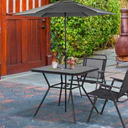 Outsunny Square Coffee Table with Umbrella Hole - Size: 80 x 80 x 71cm - Black - Wilko - thumbnail 5