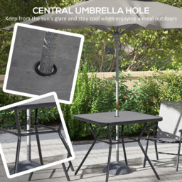 Outsunny Square Coffee Table with Umbrella Hole - Size: 80 x 80 x 71cm - Black - Wilko - thumbnail 7