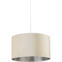 Lighting Collection Cream Silver Inner Velvet Drum Shade 50cm - Size: 28 x 50 x 50cm - Wilko