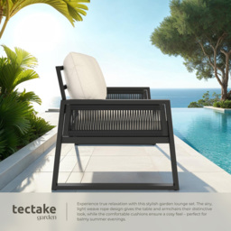 tectake Capri 2 Seater Corded Design Garden Sofa Set with Cushion - Grey - Wilko - thumbnail 5