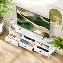 HOMCOM 3 Drawer 3 Shelf White TV Unit - Size: 45 x 34 x 140cm - Wilko - thumbnail 7