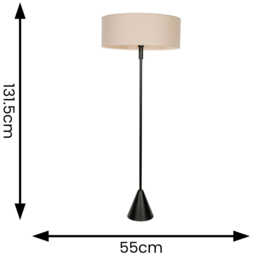 ValueLights Mitch Natural Linen Squat Lamp Shade Black Wood Triangle LED Floor Lamp - Size: 131.5 x 55 x 55cm - Wilko - thumbnail 5