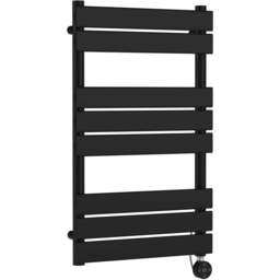 nuie Matt Black Electric Flat Panel Towel Rail 840 x 500mm - Size: 8.4 x 5 x 0.3cm - Wilko
