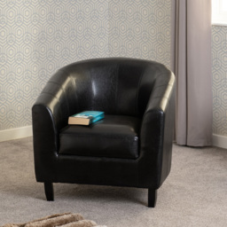 Seconique Tempo Black PU Leather Tub Chair - Size: Single - Wilko - thumbnail 4