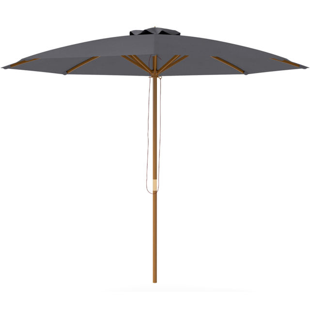 Outsunny Dark Grey Rope Pulley Mechanism Wooden Garden Parasol 3m - Size: 250 x 300 x 300cm - Wilko - image 1