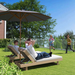 Outsunny Dark Grey Rope Pulley Mechanism Wooden Garden Parasol 3m - Size: 250 x 300 x 300cm - Wilko - thumbnail 4