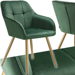 tectake Marilyn Dark Green and Gold Quilted Velvet Chair - Size: Single - Wilko - thumbnail 3