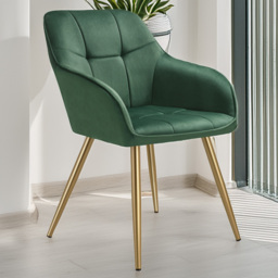 tectake Marilyn Dark Green and Gold Quilted Velvet Chair - Size: Single - Wilko - thumbnail 1