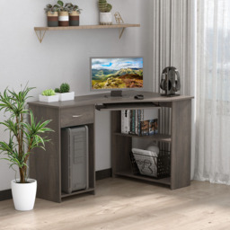 Portland 2 Shelf L-Shaped Corner Computer Desk Grey - Size: 120 x 70 x 75cm - Wilko - thumbnail 4