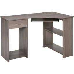 Portland 2 Shelf L-Shaped Corner Computer Desk Grey - Size: 120 x 70 x 75cm - Wilko - thumbnail 3