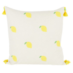 Limona Embroidered Cushion  - White and Yellow - Wilko - thumbnail 1