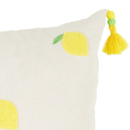 Limona Embroidered Cushion  - White and Yellow - Wilko - thumbnail 5