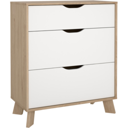 Furniture To Go Ikast 3 Drawer Brown and White Chest of Drawers - Wilko - thumbnail 3