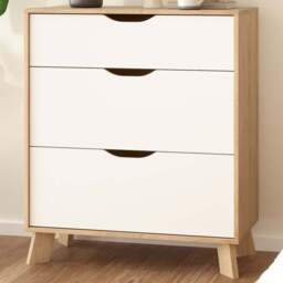 Furniture To Go Ikast 3 Drawer Brown and White Chest of Drawers - Wilko - thumbnail 1