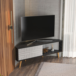Decorotika Mora Single Sliding Door Bendire and White Corner TV Unit - Size: 54 x 140 x 45cm - Multi - Wilko - thumbnail 7