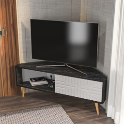 Decorotika Mora Single Sliding Door Bendire and White Corner TV Unit - Size: 54 x 140 x 45cm - Multi - Wilko - thumbnail 6