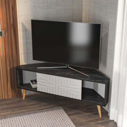 Decorotika Mora Single Sliding Door Bendire and White Corner TV Unit - Size: 54 x 140 x 45cm - Multi - Wilko - thumbnail 5