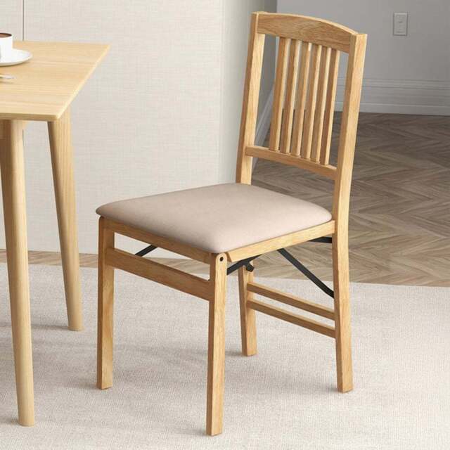 Costway Set of 2 Beige Foldable Dining Chairs - Size: 94 x 48 x 35cm - Cream - Wilko - image 1