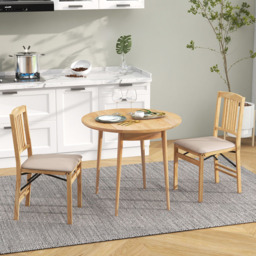 Costway Set of 2 Beige Foldable Dining Chairs - Size: 94 x 48 x 35cm - Cream - Wilko - thumbnail 5