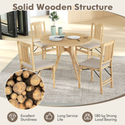 Costway Set of 2 Beige Foldable Dining Chairs - Size: 94 x 48 x 35cm - Cream - Wilko - thumbnail 7