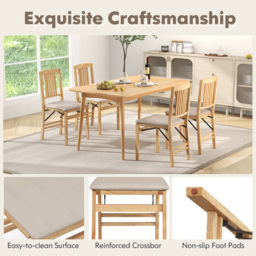 Costway Set of 2 Beige Foldable Dining Chairs - Size: 94 x 48 x 35cm - Cream - Wilko - thumbnail 6