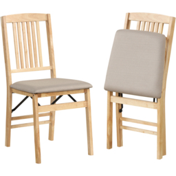 Costway Set of 2 Beige Foldable Dining Chairs - Size: 94 x 48 x 35cm - Cream - Wilko - thumbnail 3