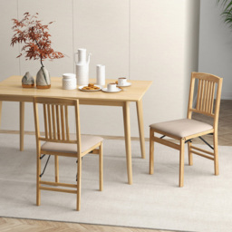 Costway Set of 2 Beige Foldable Dining Chairs - Size: 94 x 48 x 35cm - Cream - Wilko - thumbnail 4