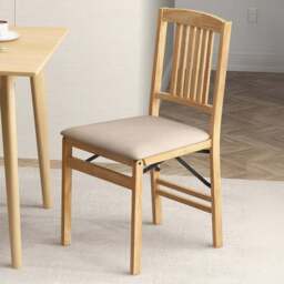 Costway Set of 2 Beige Foldable Dining Chairs - Size: 94 x 48 x 35cm - Cream - Wilko - thumbnail 1