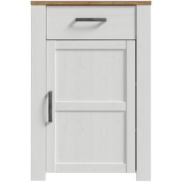 Florence Bohol Single Door Single Drawer Riviera Oak and White Shoe Cabinet - Size: 99.3 x 66.7 x 42cm - Multi - Furniture To Go - Wilko - thumbnail 4