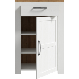 Florence Bohol Single Door Single Drawer Riviera Oak and White Shoe Cabinet - Size: 99.3 x 66.7 x 42cm - Multi - Furniture To Go - Wilko - thumbnail 6