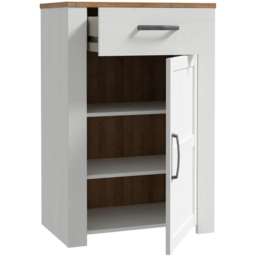 Florence Bohol Single Door Single Drawer Riviera Oak and White Shoe Cabinet - Size: 99.3 x 66.7 x 42cm - Multi - Furniture To Go - Wilko - thumbnail 5