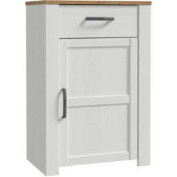 Florence Bohol Single Door Single Drawer Riviera Oak and White Shoe Cabinet - Size: 99.3 x 66.7 x 42cm - Multi - Furniture To Go - Wilko - thumbnail 3