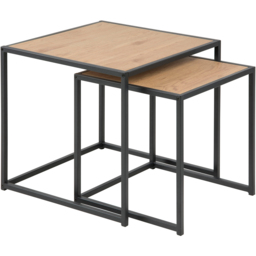 Furniture To Go Seaford Black Metal Nest of Tables with Oak Top - Wilko - thumbnail 3