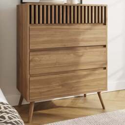 GFW Rowan 4 Drawer Oak Slatted Chest of Drawers - Wilko - thumbnail 1