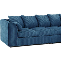 Luxor 4 Seater Marine Blue Jumbo Cord Right Hand Facing Scatter Back L Shaped Corner Sofa Set - Wilko - thumbnail 5